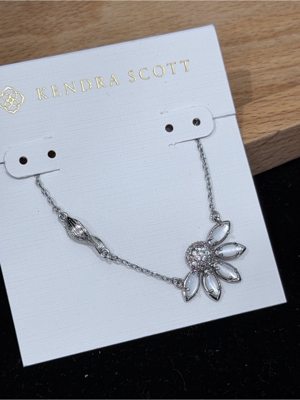 Kendra Scott Silver Floral Necklace with White Petal Accents - Picture 1 of 1